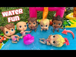 Baby alive crib life dolls Afternoon routine ☀️NEW Pool 🏊‍♀️ water fun and slide 💦
