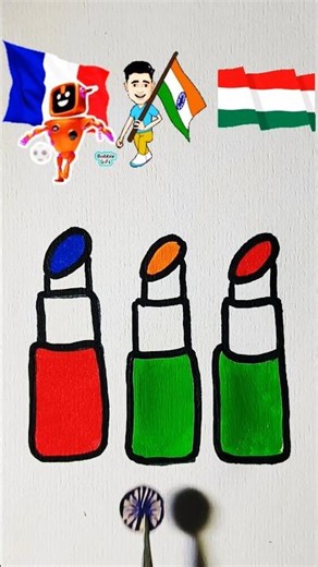 Lipstick 💄🇮🇳🇫🇷🇭🇺 Flag Drawing|| Satisfying Relaxing Art|| #shorts #viral #flag #art #asmr #asmrart