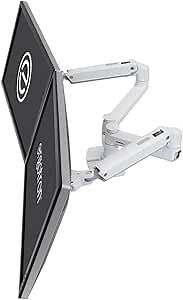 Ergotron – LX Dual Monitor Arm, VESA Desk Mount – for 2 Monitors Up to 27 Inches, 7 to 20 lbs Each – White