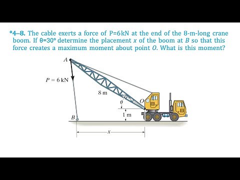The cable exerts 6kN. Determine the placement x of the boom so this force creates a maximum moment.