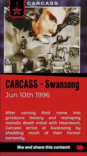 CARCASS – Swansong (1996) #onthisday #metalreview #Carcass #Metal #groovemetal