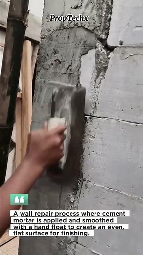 Wall Mortar Repair & Surface Leveling with a Hand Float #Construction #Masonry #DIY