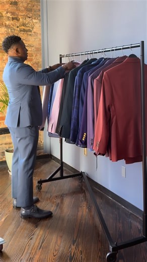 Suit Sharks on Instagram: "When your Client wants to do a wardrobe rehab and requests 1 suit in Every Color! 🩷❤️🧡💛💚💙💜🤎🖤🩶 Learn more about our Wardrobe Rehab Packages. Email us at info@suitsharks.com #SuitUp #Suitsharks #WardrobeRehab #thetravelingtailor"