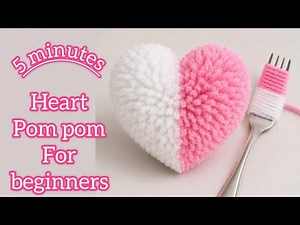 DIY Heart Pom Pom ❤️ Easy Yarn Heart Keychain Tutorial | Beginner Friendly