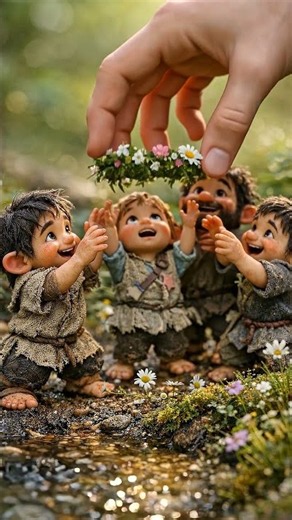 Charming Villagers' Flower Crown Mishap in a Magical Woodland