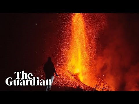 La Palma volcano: night footage shows spectacular lava flow after crater collapses