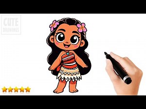 How To Draw Moana Step by Step | Disney Princess