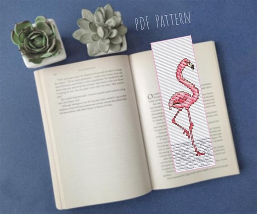 Flamingo Cross Stitch Bookmark Pattern - Etsy