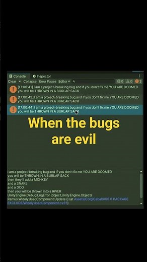 When the errors are fast in Unity #unity3d