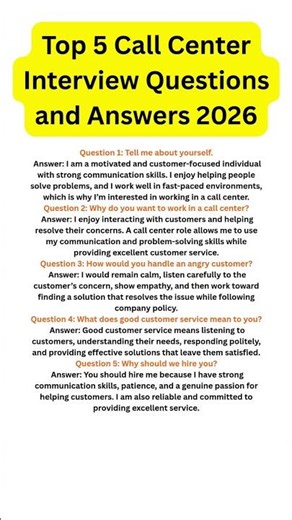 Call Center Interview Questions and Answers 2026 | Top 5 Most Asked Questions