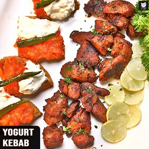 Simple, delicious, and extraordinarily versatile, these mutton kebabs are a perfect excuse to head out to the grill or you could just make it on a Tava or a pan! Try out this juicy succulent kebab recipe today & let us know how you like it. Yogurt Kebab Ingredients : Preparation of Marinade 500 gms Mutton (boneless) 1 tsp Red Chilli Powder 1/2 tsp Black Pepper Powder Salt (as per taste) 1/2 cup Onion Juice Juice of 1/2 Lemon 1/4 cup Olive Oil Preparation of Tomato Dip 1 tbsp Butter Salt (as per 