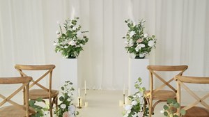 Ling's Moment 41" Tall Fall Free Standing Artificial Flowers Arrangements 2 pcs Wedding Arch Altar Stage Decorations Sunset Terracotta For Ceremony Reception Church Backdrop Outdoor Aisle Floral Party