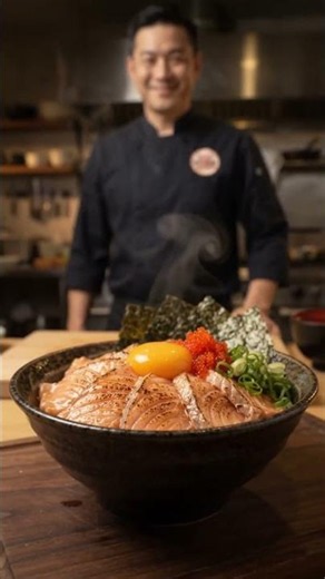 🔥 Torch-Seared Japanese Glazed Salmon Donburi | Japanese Salmon Rice Bowl