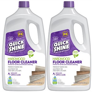 Quick Shine Hardwood Floor Cleaner 128 oz (2- 64 oz Bottles), Use in Spray & Vac Mops, Ready-to-Use Streak Free No-Rinse Formula, Safer Choice Certified for Gentle & Effective Cleaning