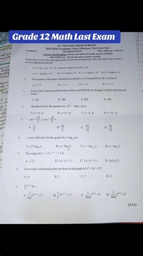 Grade 12 Math Preparation for Final Exam Success