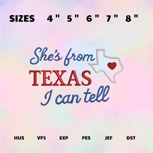 Texas State Embroidery Design, Southern Quote, State Pride Apparel (digital File) - Etsy