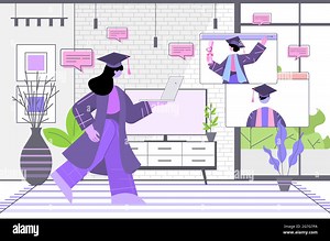 graduated students discussing during video call graduates celebrating academic diploma degree education Stock Vector Image & Art - Alamy