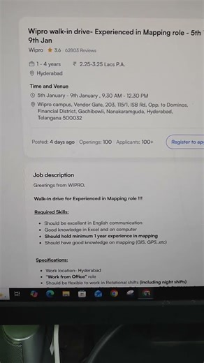 Wipro Mapping process job mega Walk In Interview From 8th January Till 9th