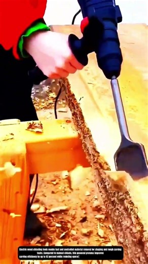 Electric Wood Chiseling Process Using High Torque Power Carving Tool