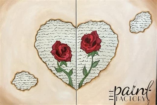 🌹🌹🌹🌹🌹🌹🌹🌹🌹🌹🌹🌹🌹🌹🌹🌹🌹 ONE WEEK FROM TODAY!!! Join us Next Friday Feb 13th at 6:30pm for the debut of “Burning Love”..better yet this event is open for everyone. Registration is now open at https://thepaintfactorymn.com/events/burning-love-couples-night-singles-welcome-too/?datetime=2567…Grab your significant other and paint this painting as a couple in diptych style (where each of you will paint on your own 16″ x 20″ canvas that when put together will form this amazing 32″ x 20″ mas