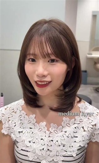 面長に似合うミディアムヘア✂️レイヤーカット顔周りカットミディアムヘア前髪カット似合わせカット