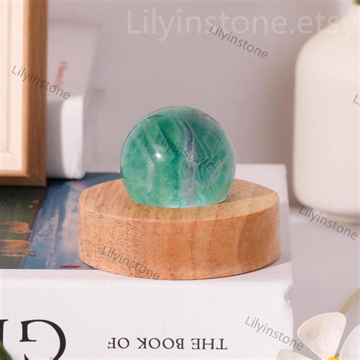 Lampes en fluorite vert violet naturel, boule de cristal, minimalisme, lampes à pierres précieuses, lampes de table, veilleuse alimentée par USB, décoration d'ambiance - Etsy France
