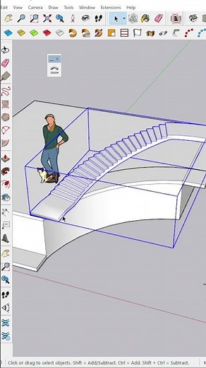 Created Curved Staircase Using Shape Bender – SketchUp