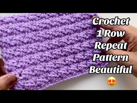 CROCHET PATTERN BEAUTIFUL 1 ROW - Easy Step by step Tutorial for Blankets & More US Terms