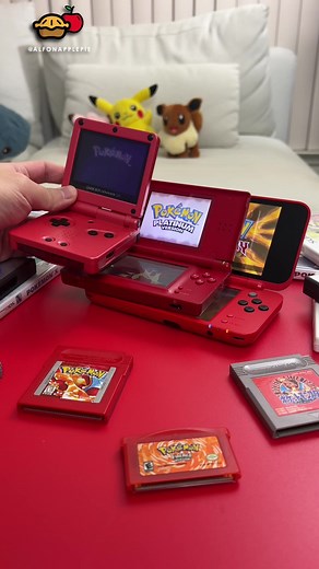 Three generations of red clamshells 😁🎮🕹 #2dsxl #nintendo2dsxl #pokemonfan #pokemonruby #pokemonomegaruby #nintendo3ds #nintendogames #nintendofan #pokemongame #gameboyadvance #pokemonplatinum #sinnoh #hoenn