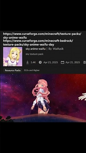 sky anime waifu texture pack minecraft