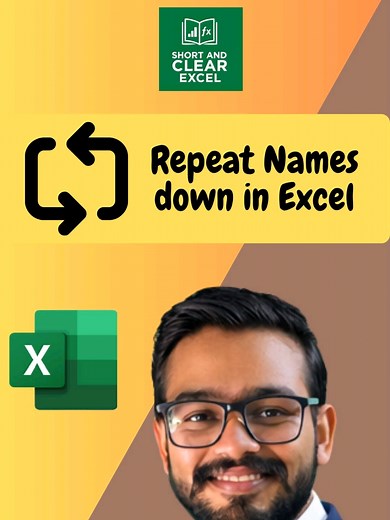 Repeat Names Down in Excel | Excel Amazing Trick #excel #exceltips #microsoftexcel #excel #exceltricks #foryou #fyp