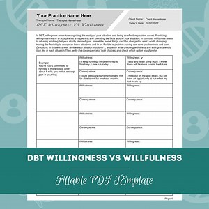 DBT Willingness Vs Willfulness Worksheet | Editable / Fillable PDF Template | for Counselors, Psychologists, Social Workers, Therapists - Etsy