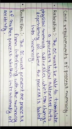 Process memory usage requirements? Core requirements of process memory? in OS.