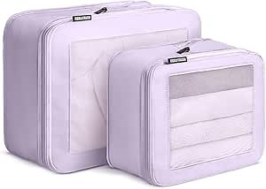 Aerotrunk Compression Packing Cubes for Travel - Luggage Organizer Bags - Double Zipper Packing Cubes for Suitcases (2-Pack, Purple)