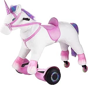 Voyager Creature Cruisers Kids Ride On Toys - Electric Hoverboard for Kids, 2-in-1 Ride On Plush Toy with Detachable Hoverboard, Multi-Color LED Wheels, for Children 5 to 12 Years Old, Large