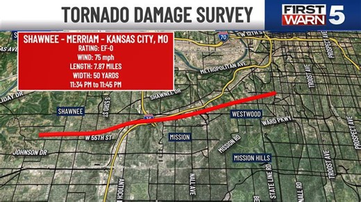 EF0 tornado touched down in Johnson County, Kan., crossed into Kansas City, Mo., NWS confirms