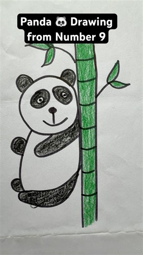Draw Panda 🐼 using Number 9 | Panda Drawing #animals #panda #art #shorts #drawing #sketch #draw