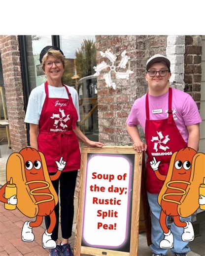 WhirliDogs Café & Training Center on Instagram: "Snowstorm coming? ❄️ Warm up before it hits with our new Rustic Split Pea Soup—smoky bacon, onion, and lots of love. Or order your favorite Mac and Cheese Bowl; Buffalo Chicken Bowl, Philly Bowl, or Chili Cheese Bowl! Grab a friend and come have lunch at WhirliDogs Cafe today! #whirlidogscafe #historicdowntownwilson #soupoftheweek #supportlocal"