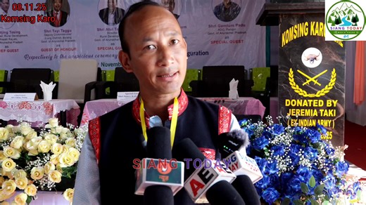 Minister Ojing Tasing Inaugurates Komsing (Karo) Déré, Strengthening Community Bonds #siangtoday Komsing, November 8: In a moment of pride for the people of Komsing village, Minister for Rural Development, Panchayat Raj and Transport, Ojing Tasing, inaugurated the newly built Komsing (Karo) Déré on Saturday. The event marked a new milestone in promoting social harmony, cultural preservation, and rural development in the region. The ceremony was graced by Deputy Commissioner Tayi Taggu as Guest o