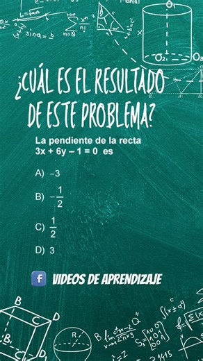"La pendiente de una recta es un indicador de su inclinación y se calcula como el cambio en la altura (eje y) dividido por el cambio en la base (eje x). Se expresa comúnmente como 'm' en la ecuación de la recta y puede ser positiva, negativa, cero o indefinida. Una pendiente positiva indica que la recta sube de izquierda a derecha, mientras que una negativa indica que baja. ¡Aprender sobre la pendiente es clave para entender muchos conceptos en matemáticas y física!" #MatemáticasDivertidas #educ