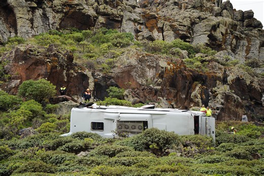 British tourist bus crash leaves man, 77, dead and widow in hospital in Canary Islands