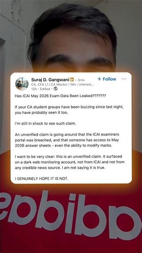 ICAl May 2026 Exam Data Been Leaked Ft. CA Shantam Gupta