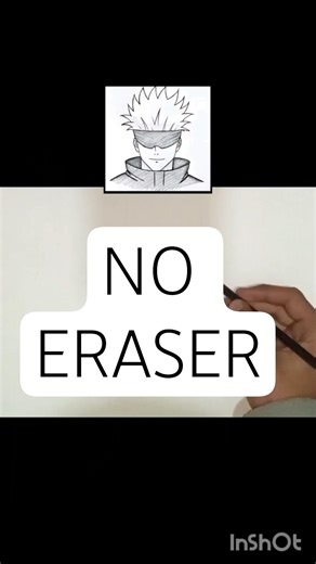 I Tried To Draw Gojo, But I Can't Use An Eraser #shorts