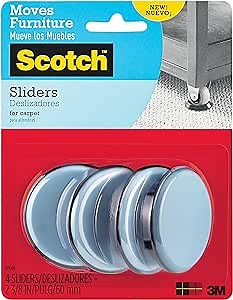 Scotch Reusable Sliders, Gray/Black, 2-3/8 in. Diameter, 4 Sliders/Pack, 4-Packs (16 Total)
