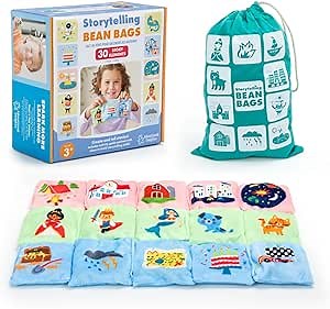 Educational Insights Storytelling Bean Bags - Tactile Bean Bags for Kids Classroom, Includes 15 Bean Bags, Gift for Ages 3+