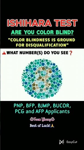 COLOR BLINDNESS TEST | ISHIHARA TEST | PNP, BFP, BJMP, AFP, PCG AND BUCOR APPLICANTS