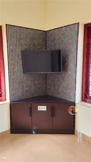 aluminium fabrication tv unit corner with wall pannelwork