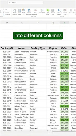 How to split data into columns using Text to Column in Excel! #excel #spreadsheet #exceltips