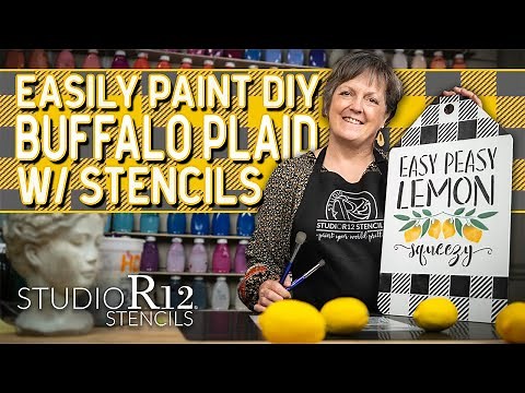 Easy Peasy Lemon Squeezy Stencil Painting by StudioR12 | Buffalo Plaid Decor | Wooden Sign Ideas