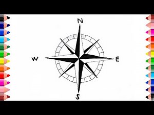 How to draw compass rose easy - Compass rose drawing simple